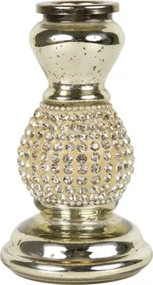Mars & More kandelaar glas strass 7x10cm goud