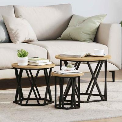 Nestbare Bijzettafel 3 pcs artisanaal eikenkleurig