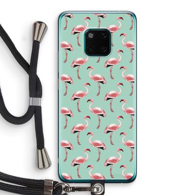 Flamingoprint groen: Huawei Mate 20 Pro Transparant Hoesje met koord