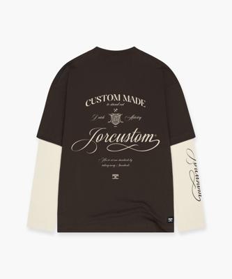 Jorcustom Handscript Double Layered Longsleeve T-Shirt Heren Bruin/Beige - Maat L - Kleur: BeigeBruin | Soccerfanshop