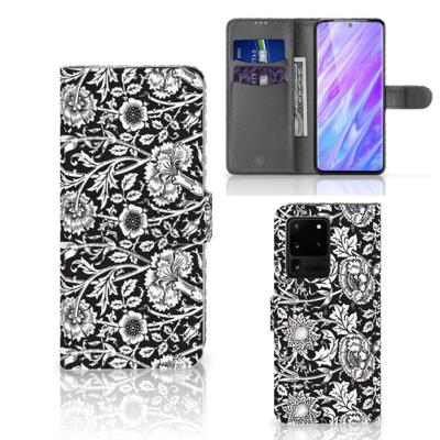 Samsung Galaxy S20 Ultra Hoesje Black Flowers Samsung Galaxy S20 Ultra Hoesje Black Flowers