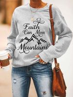 Casual Text Letters Crew Neck Sweatshirt - thumbnail