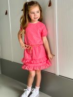 Quapi Meisjes jurk - Fadila - Helder koraal - thumbnail
