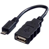 ROLINE USB 2.0 Kabel, USB A Female - Micro USB B Male, OTG, 0,15 m - thumbnail