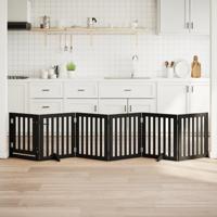 VidaXL Hondenhek inklapbaar 6 panelen 300 cm populierenhout zwart