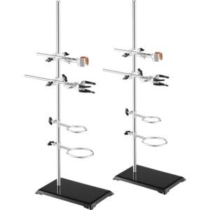 VEVOR laboratoriumstandaardondersteuning, laboratoriumretortondersteuningsstandaard 2 sets, stalen laboratoriumstandaard met 60 cm staaf en 210,82 x 135 mm gietijzeren basis, inclusief zuigerklemmen, buretklemmen en kruisklemmen