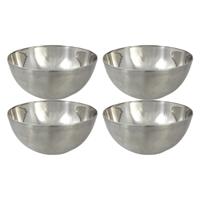 Svenska Living Kommetjes - 4x stuks - schaaltjes - mat zilver - RVS - D13 x 7 cm - serveerschalen