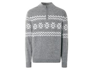 LIVERGY Gebreide heren trui (Grijs/wit, XL)