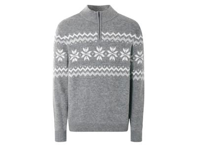LIVERGY Gebreide heren trui (Grijs/wit, XXL)