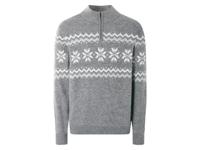 LIVERGY Gebreide heren trui (Grijs/wit, XL)