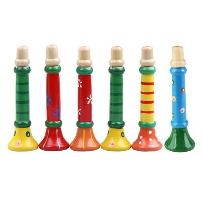 Cartoon houten trompet speelgoed Kinder puzzel vroege onderwijs instrument kleur Random