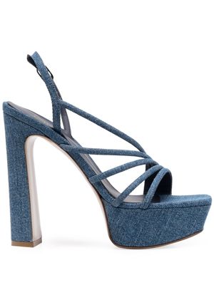 Le Silla sandales 145 mm en jean à plateforme - Bleu
