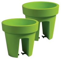 2x stuks balkon plantenpot/bloempot lime groen 5 liter kunststof D25 x H22.5 cm