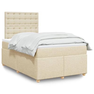 Boxspring met matras stof crèmekleurig 120x200 cm