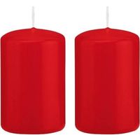 2x Kaarsen rood 5 x 8 cm 18 branduren sfeerkaarsen - Stompkaarsen - thumbnail