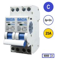 GACIA M80N-2P2N-C25 inst. 2p+2n 25A 6kA (36mm)