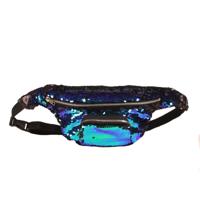 Pailletten taille tas dubbele kleur make-up tas zeemeermin portemonnees borst pack vrouwen meisje reizen mobiele telefoon tas (meer blauw)