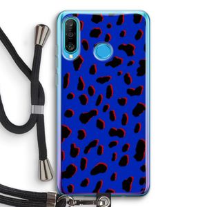 Blue Leopard: Huawei P30 Lite Transparant Hoesje met koord