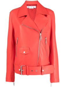 Off-White veste de moto en cuir - Rouge