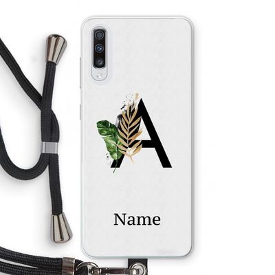 Charcoal Flora: Samsung Galaxy A70 Transparant Hoesje met koord