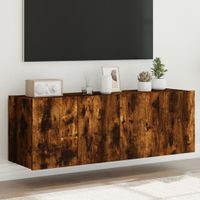 Tv-wandmeubels met LED 2 st 60x35x41 cm gerookt eikenkleurig - thumbnail