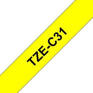 Brother TZe-C31 Labeltape signaalkleur Tapekleur: Signaalgeel Tekstkleur: Zwart 12 mm 5 m