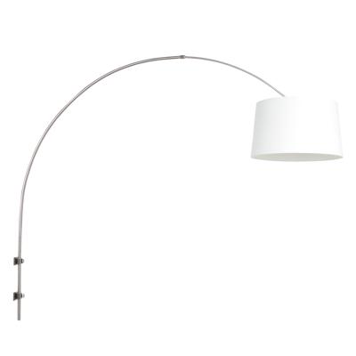 Steinhauer Wand booglampSparkled RVS met witte lampenkap - 8198ST