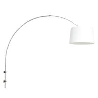 Steinhauer Wand booglampSparkled RVS met witte lampenkap - 8198ST
