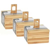 Onderzetters voor glazen - 18x stuks - bruin - bamboo hout - 9 x 9 cm