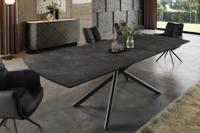 Uitschuifbare eettafel MIKADO 180-230cm grafiet keramiek zwart ster onderstel - 46496