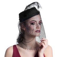 Weduwe hoed - zwart - met sluier - dames - halloween - carnaval - zwarte weduwe Weduwe hoed - zwart - met sluier - dames - halloween - carnaval - zwarte weduwe