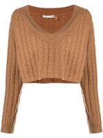 alice + olivia pull Ayden crop en maille torsadée - Marron - thumbnail