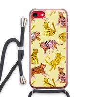 Cute Tigers and Leopards: iPhone SE 2020 Transparant Hoesje met koord