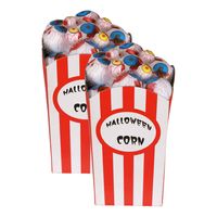 Halloween/Horror deco artikel - 2x - popcorn bakje met oogballen - 8 x 16 cm - thumbnail