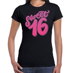 Sweet 16 verjaardag cadeau t-shirt / outfit zwart dames