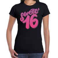 Sweet 16 verjaardag cadeau t-shirt / outfit zwart dames