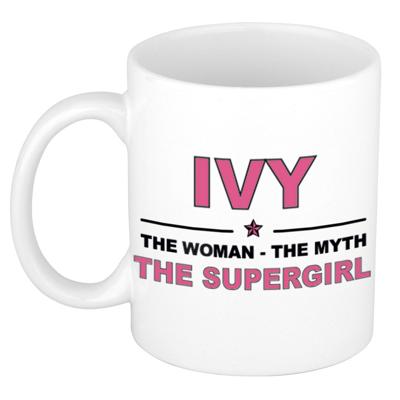 Ivy cadeau mok - Woman Myth Supergirl - naam koffiemok - 300 ml - collega - moederdag Ivy cadeau mok - Woman Myth Supergirl - naam koffiemok - 300 ml - collega - moederdag