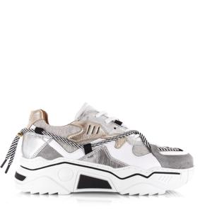 DWRS LABEL DWRS Label - Jupiter denim Silver/Grey Grijs Leer Lage sneakers Dames