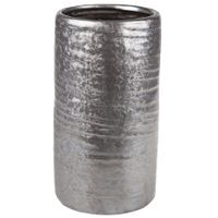 Cilinder vaas keramiek zilver/grijs 12 x 22 cm