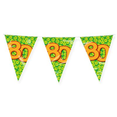 Verjaardag 80 jaar thema Vlaggetjes - Feestversiering - 10m - Folie - Dubbelzijdig Verjaardag 80 jaar thema Vlaggetjes - Feestversiering - 10m - Folie - Dubbelzijdig