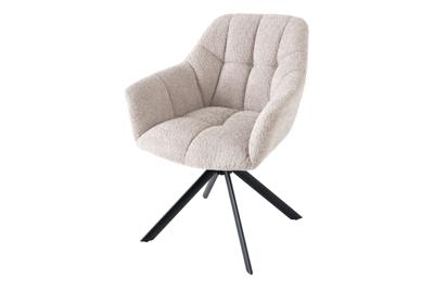 Draaistoel PAPILLON draaibaar 180 graden met armleuningen boucle beige - 44592