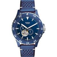 Fossil HerenhorlogeME3149 &apos;Crewmaster&apos; automatisch blauw leer