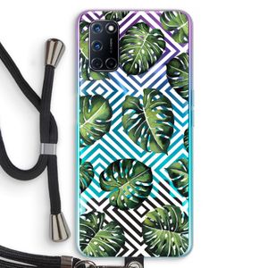 Geometrische jungle: Oppo A92 Transparant Hoesje met koord