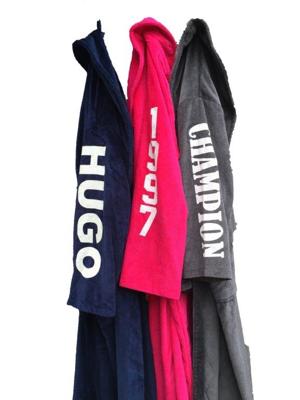 Badjas met naam / badjas met mouwprint-antraciet-l/xl