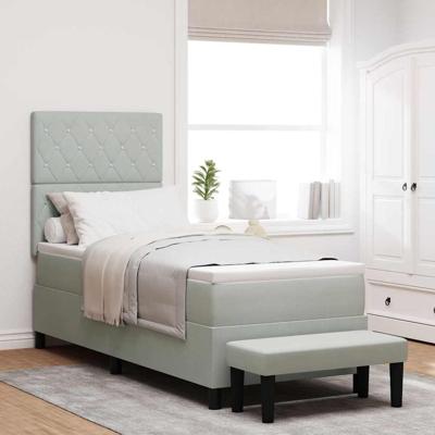 Boxspring bed met matras Lichtgrijs 80 x 200 cm Fluweel