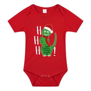 Kerst baby rompertje - rood - sneeuwpop dino- hohoho - Kerst cadeau