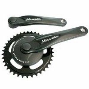 Miranda crankstel alfa 1 38t, cranklengte 170mm. zwart, aluminium, spieloos. met disc