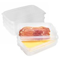 Vleeswaren bewaarbakjes - 9x - transparant - 26 x 16 x 10 cm - 3 lagen - broodbeleg vershouddoos