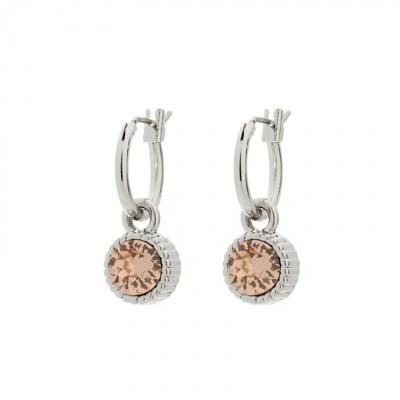 Biba Hang Oorbellen Zilver met Swarovski Steentje Lt. Peach