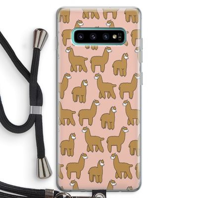 Alpacas: Samsung Galaxy S10 Plus Transparant Hoesje met koord